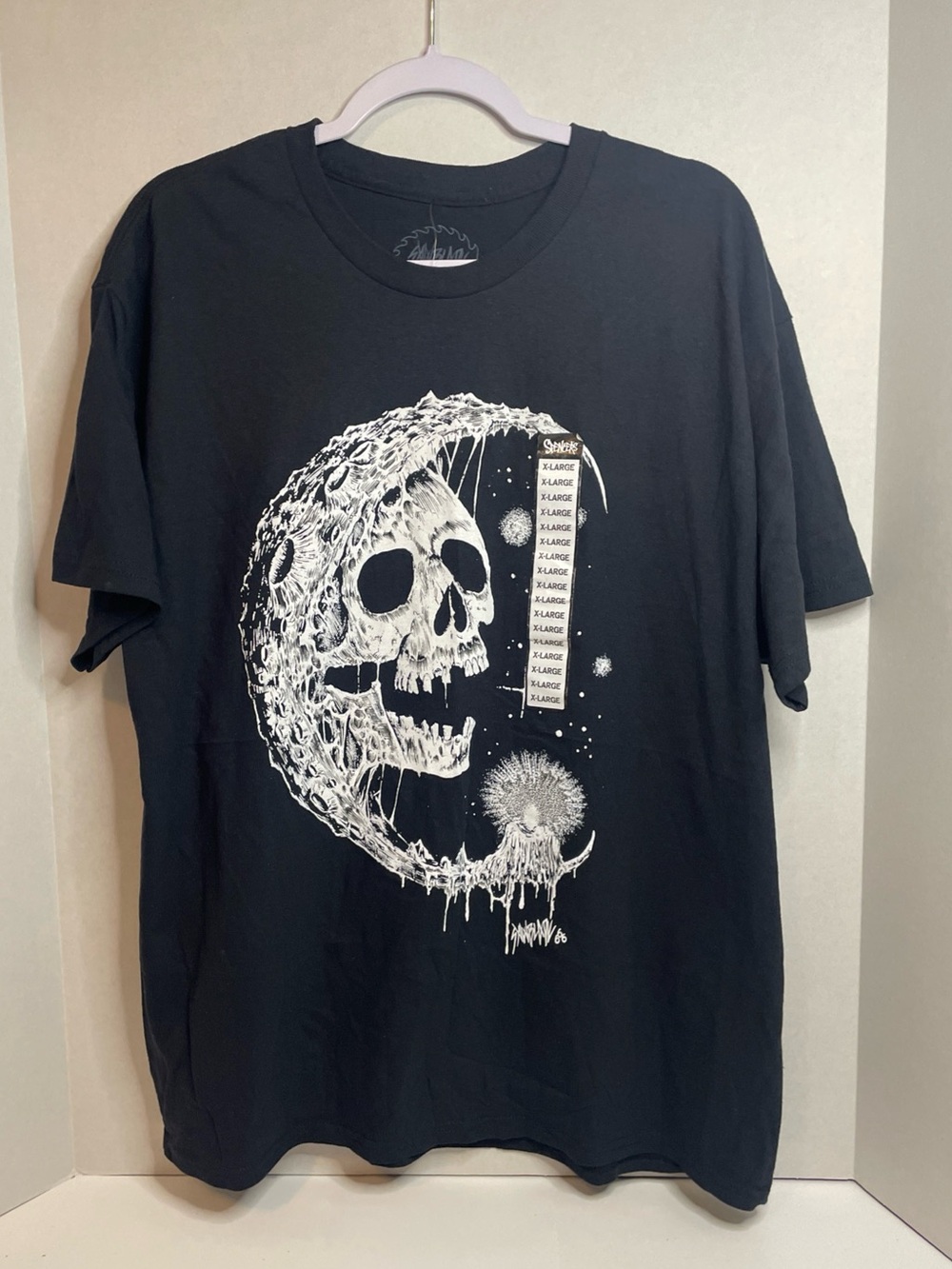 SAWBLADE 666 Moon Skull Black Graphic Streetwear Tee XL 100% Cotton Grungecore